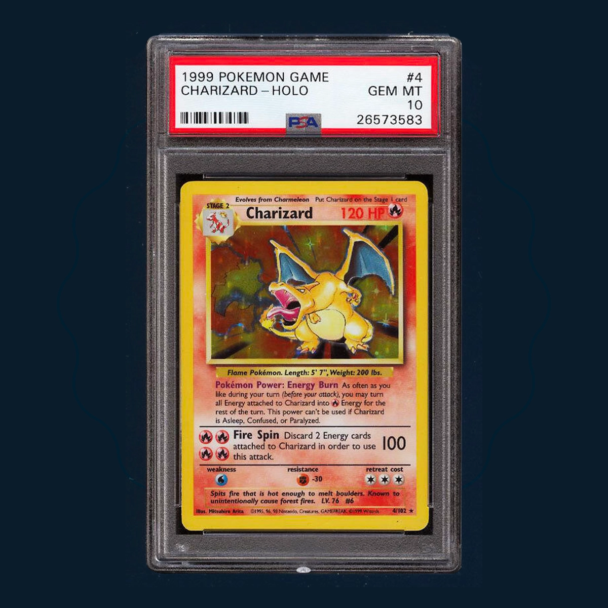 Charizard Pokémon card with vibrant orange design