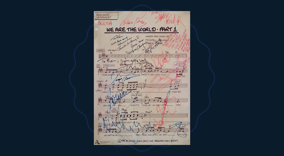 We Are The World charity single cover with event logo
