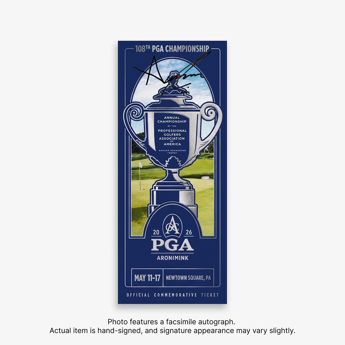 2026 PGA Championship Commemorative Ticket Signed by Aaron Rai 