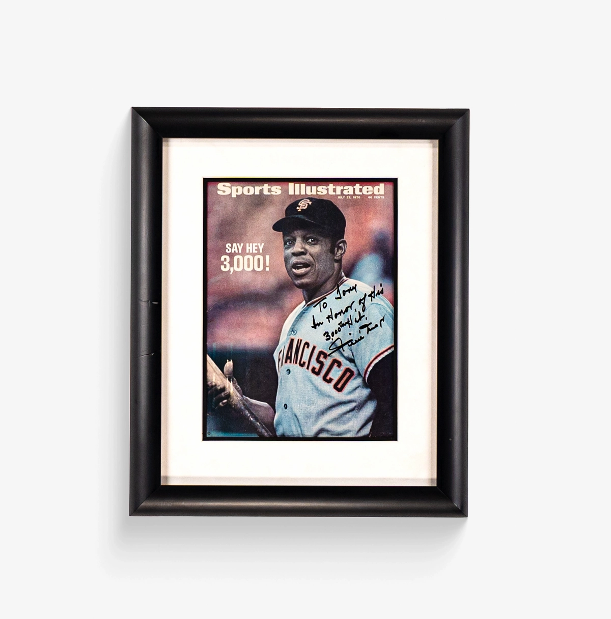 Willie MaysSigned and Framed Sports Illustrated Cover with Note